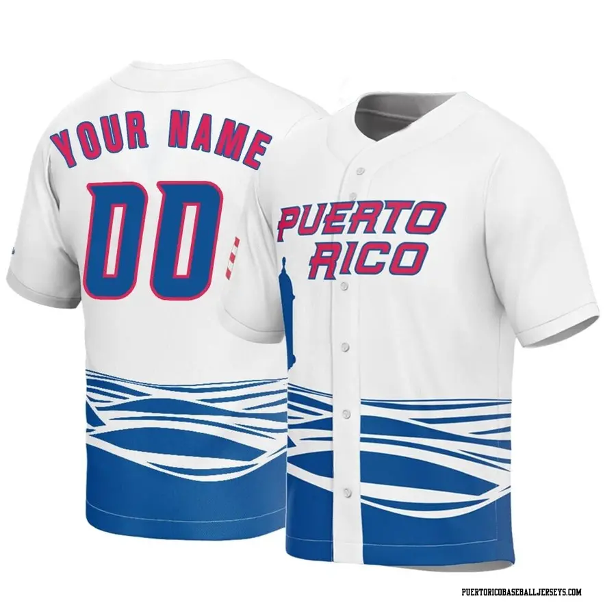 Puerto Rico Baseball Men's Custom 2023 World Baseball Classic Jersey Replica White Puerto